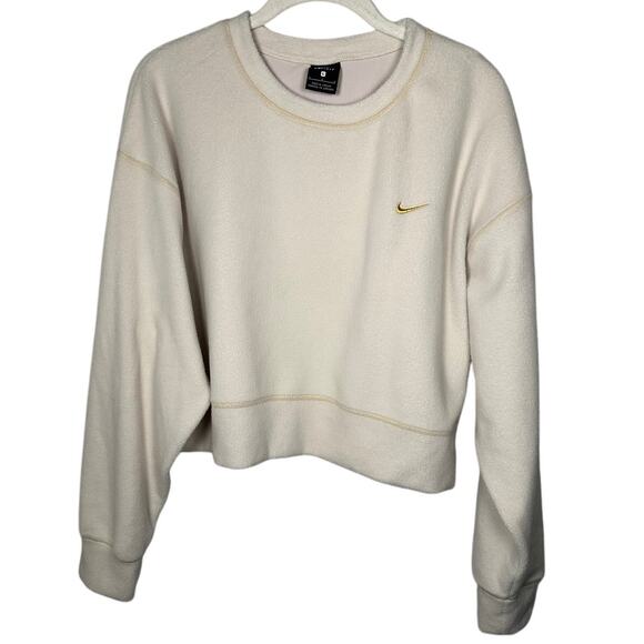 Nike Pink Fuzzy Fleece Cropped Sweatshirt Women's Large - Picture 3 of 7